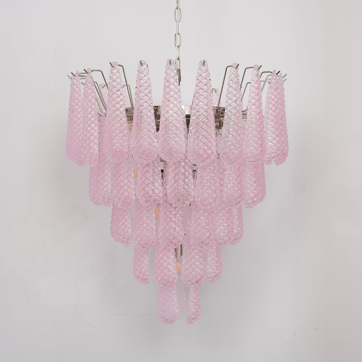Pink Glass Droplet Chandelier