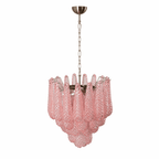 Pink Glass Droplet Chandelier