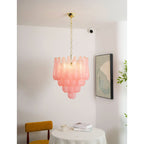 Pink Glass Droplet Chandelier