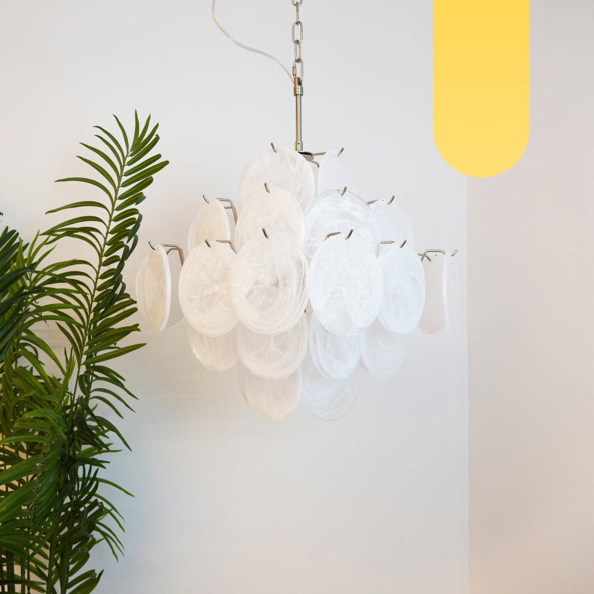 Isadora Glass White Disc Chandelier