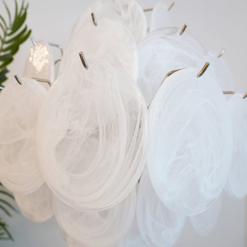 Isadora Glass White Disc Chandelier