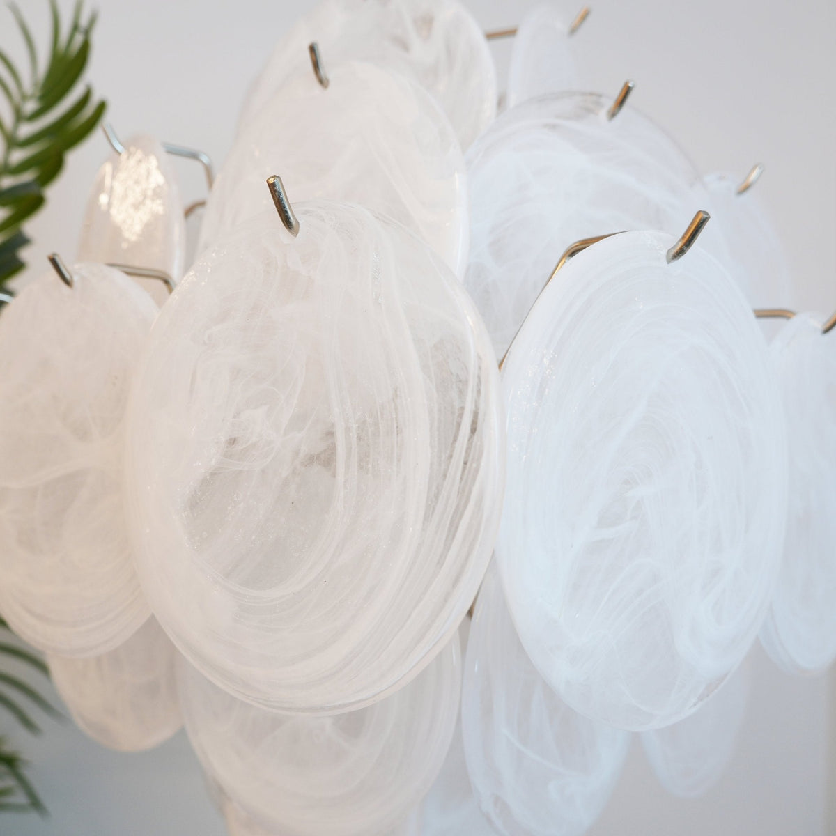 Isadora Glass White Disc Chandelier