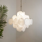Isadora Glass White Disc Chandelier