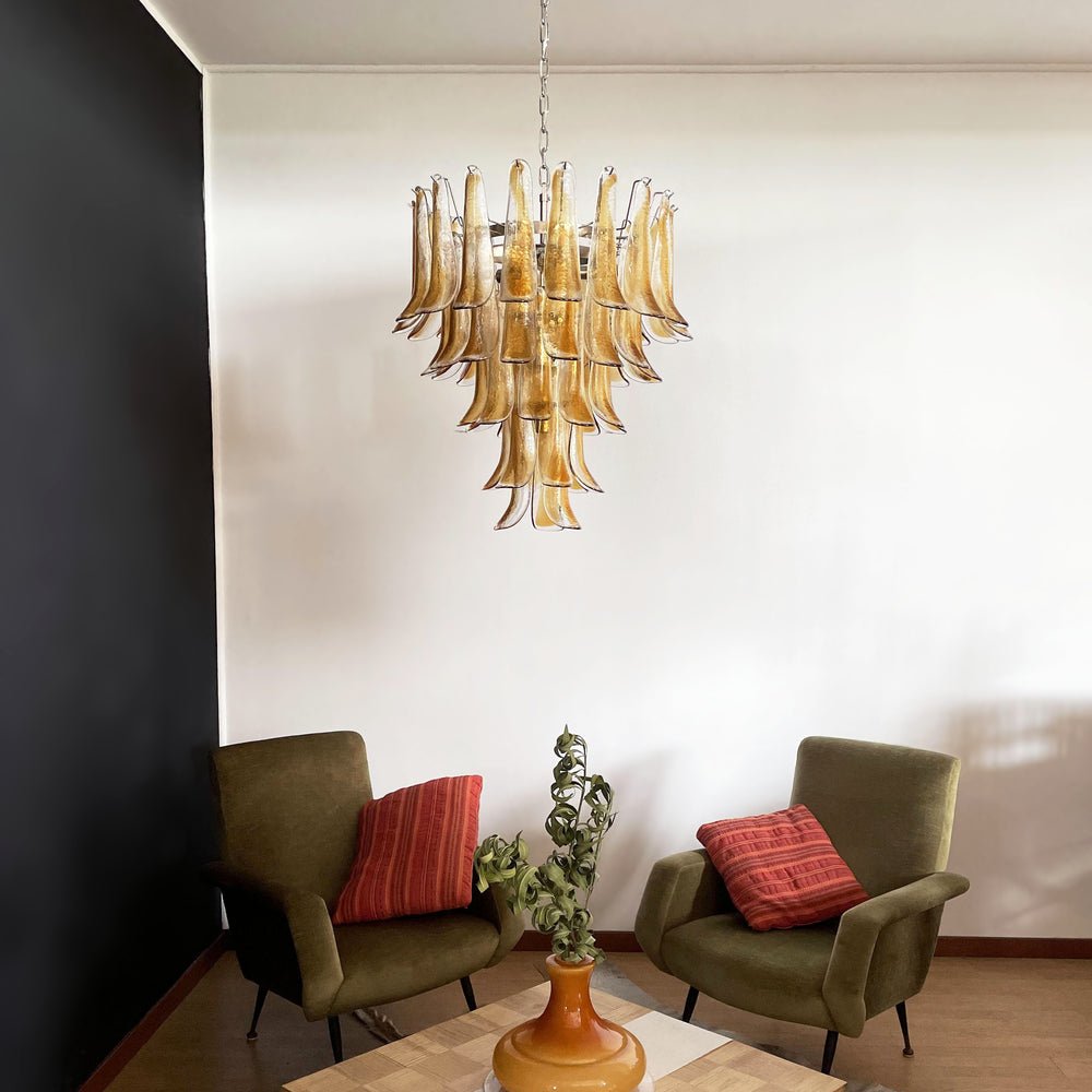 Amber Glass Petals Chandelier