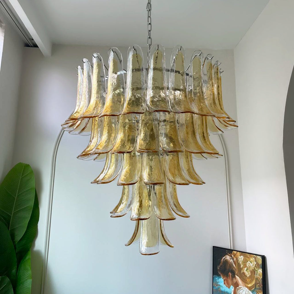 Amber Glass Petals Chandelier
