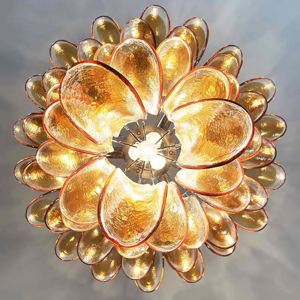 Amber Glass Petals Chandelier