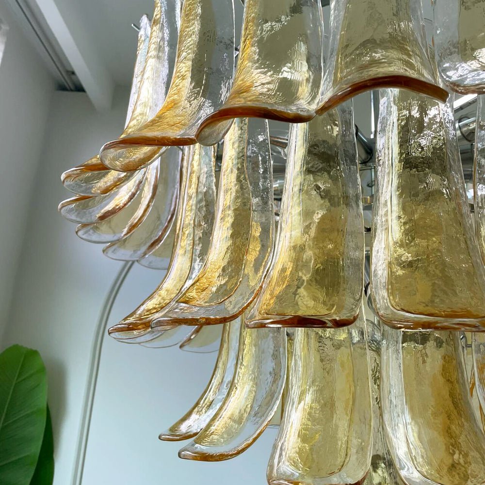 Amber Glass Petals Chandelier