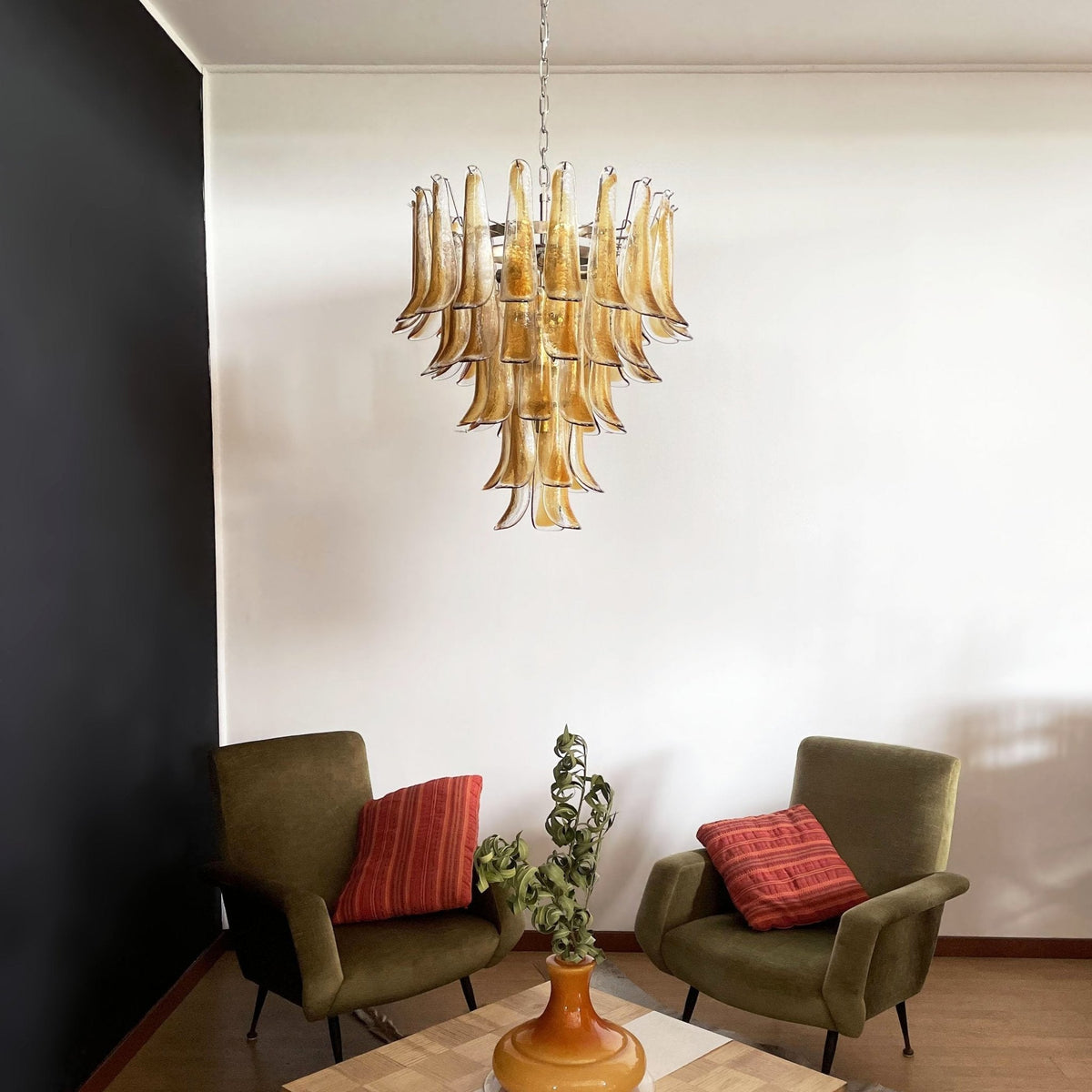 Amber Glass Petals Chandelier