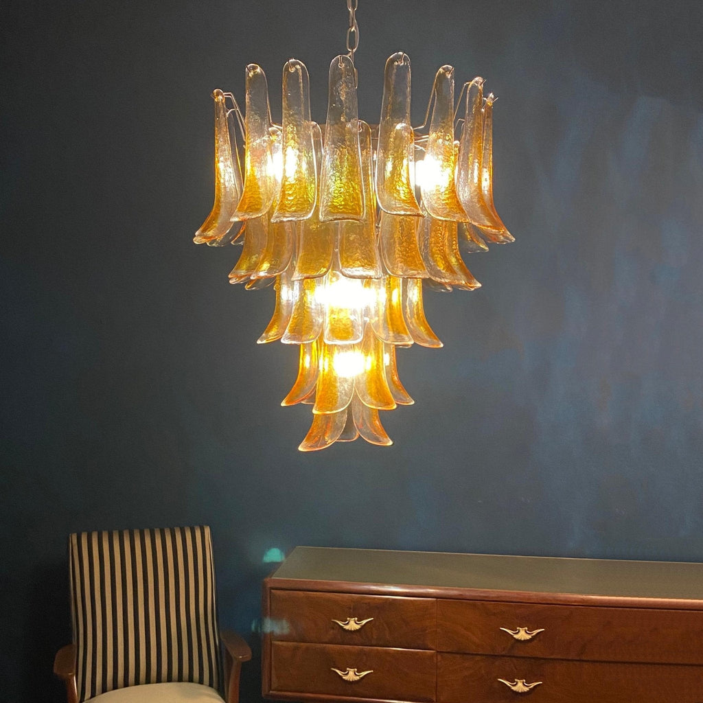 Amber Glass Petals Chandelier