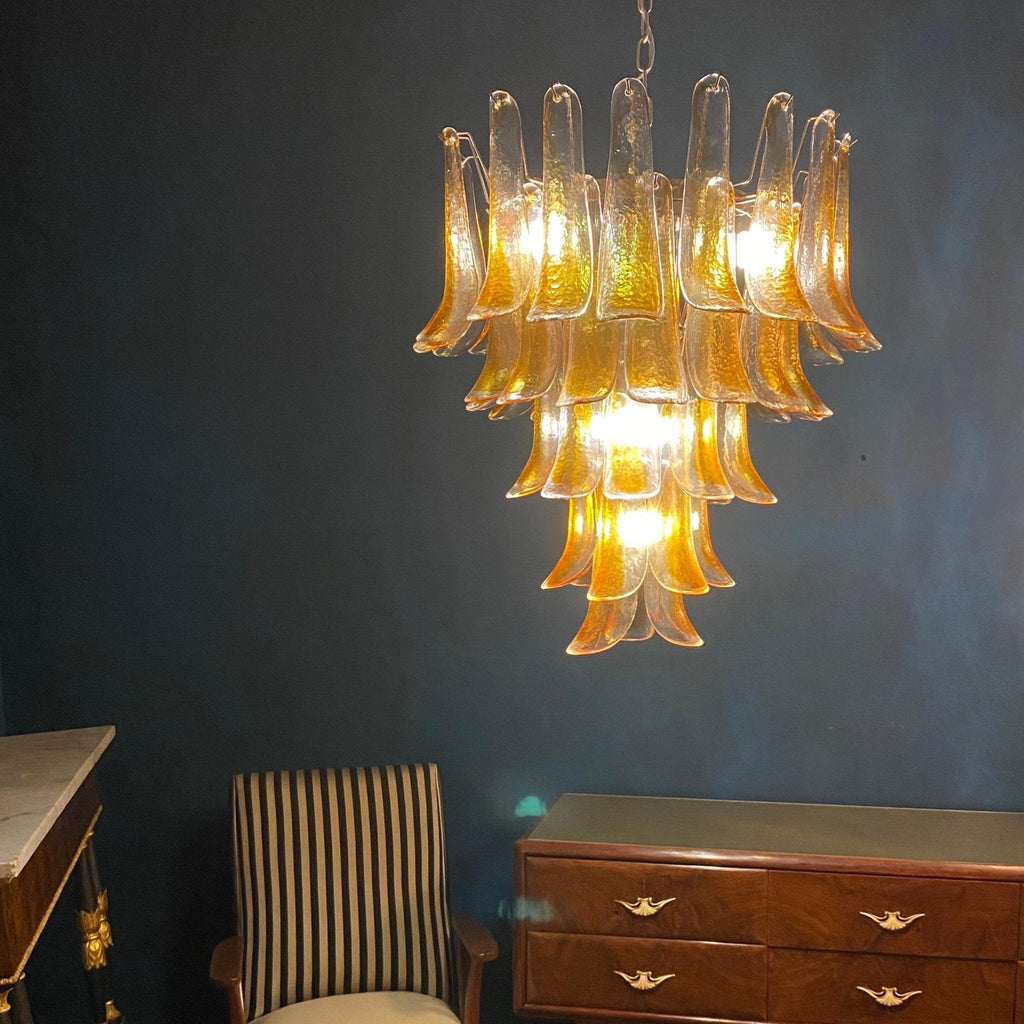 Amber Glass Petals Chandelier