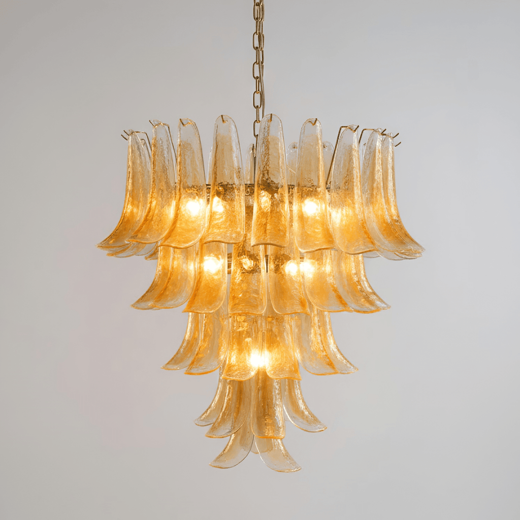 Amber Glass Petals Chandelier