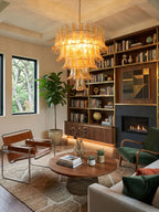 Amber Glass Petals Chandelier