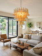 Amber Glass Petals Chandelier