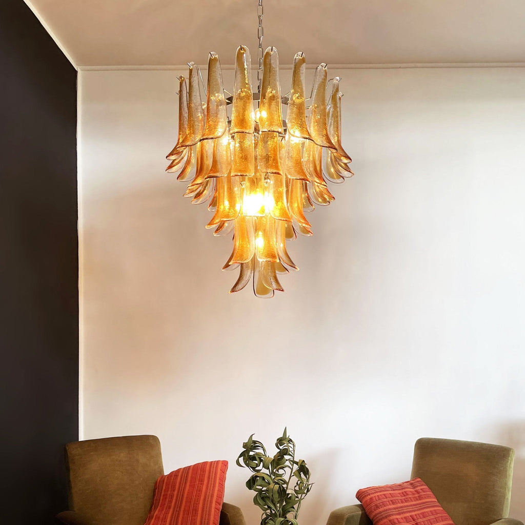 Amber Glass Petals Chandelier