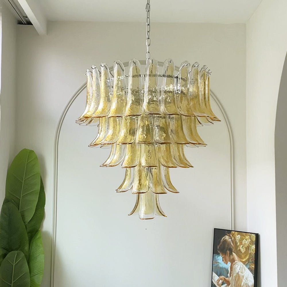 Amber Glass Petals Chandelier