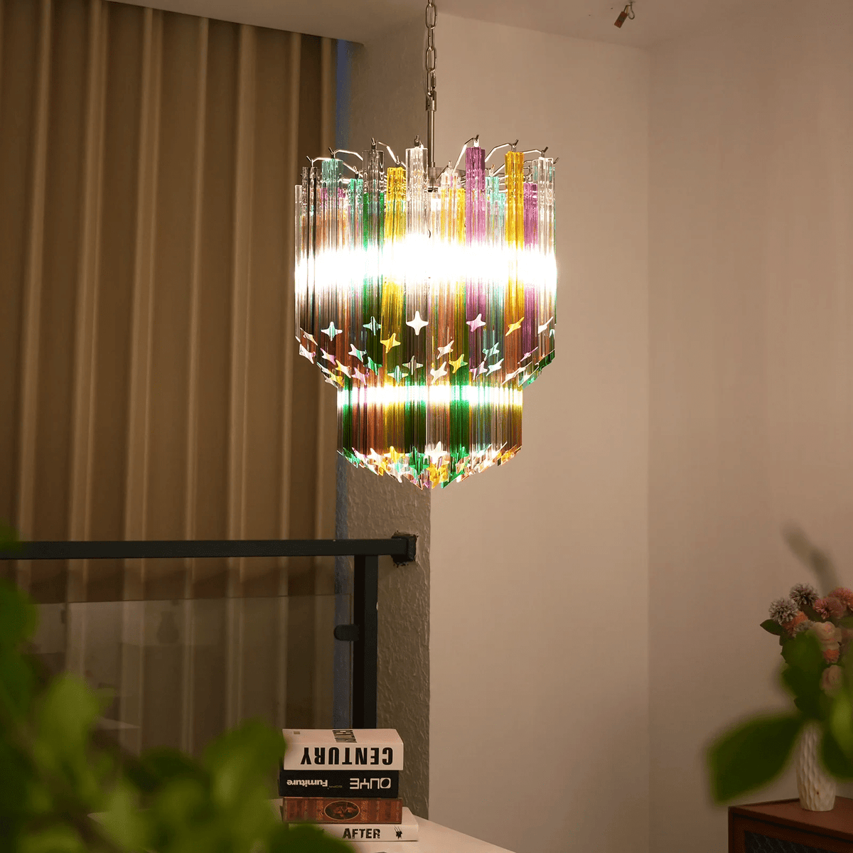 Prismatic Glass Colorful Chandelier