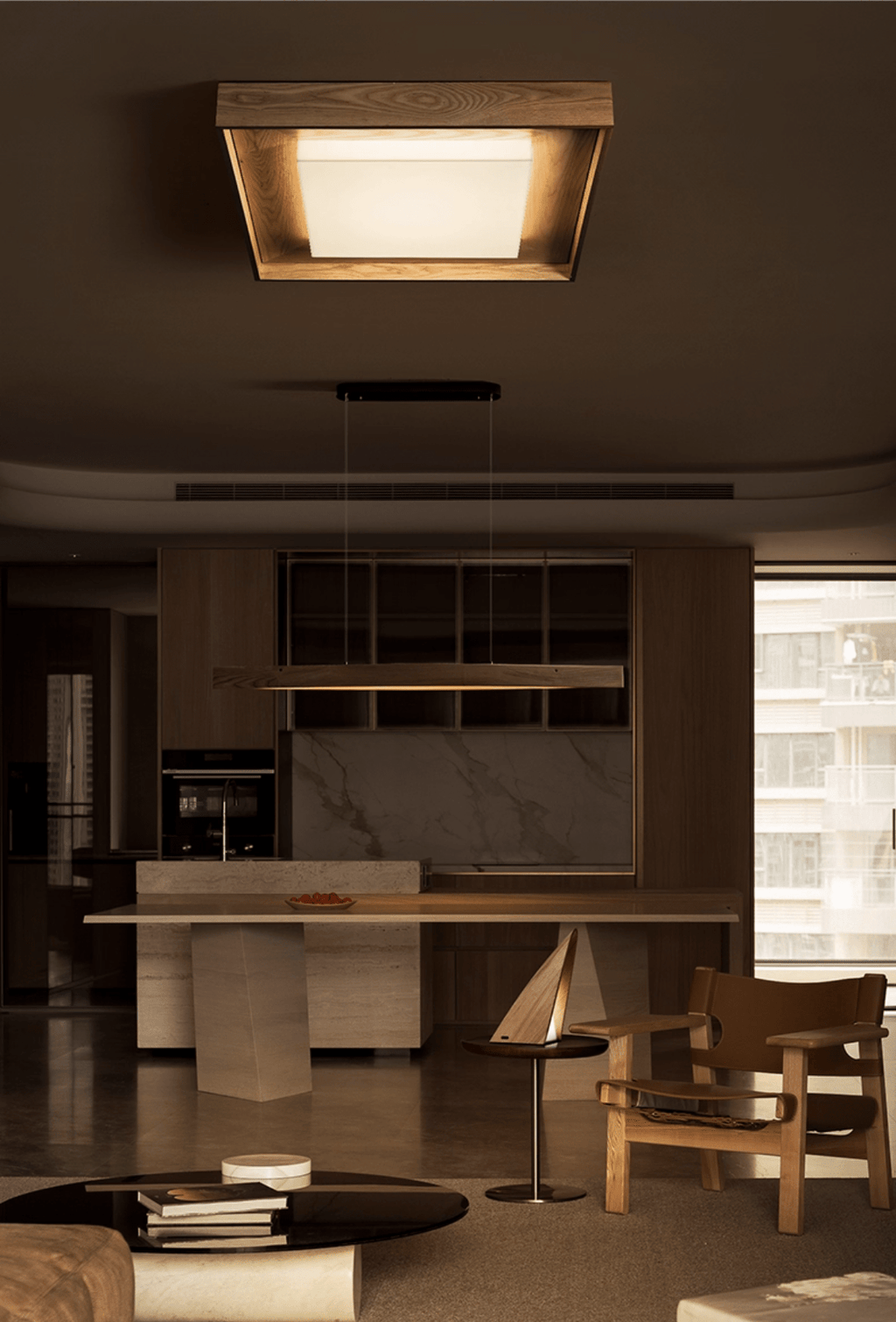 Kurin Wood Frame Ceiling Light
