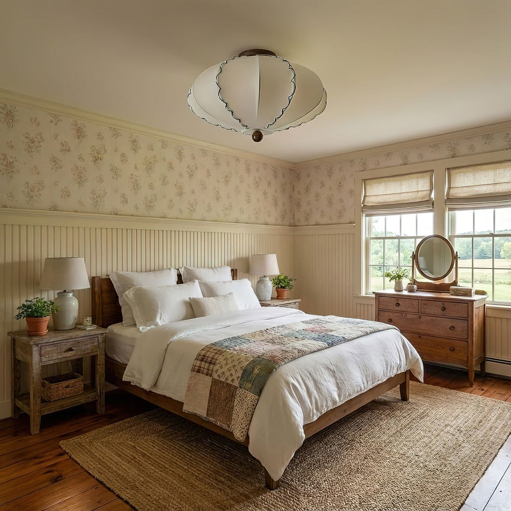 Calloped Edge Fabric Ceiling Light