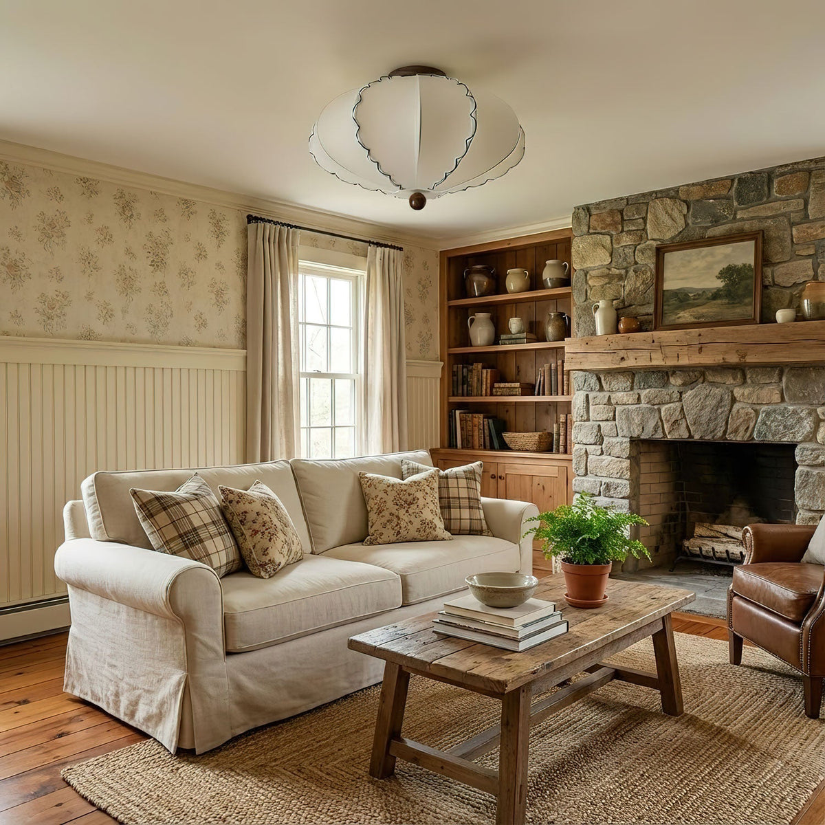 Calloped Edge Fabric Ceiling Light
