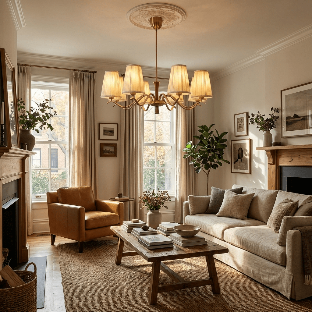Cream Fabric Chandelier