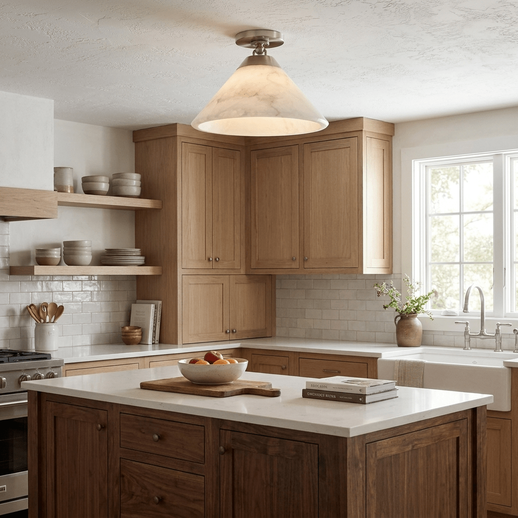 Aveline Alabaster Cone Flush Mount