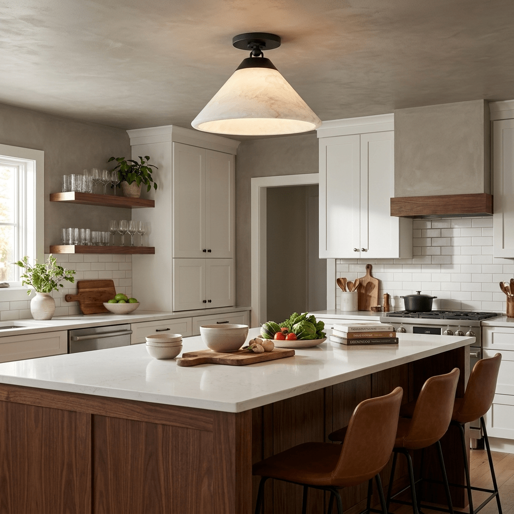 Aveline Alabaster Cone Flush Mount