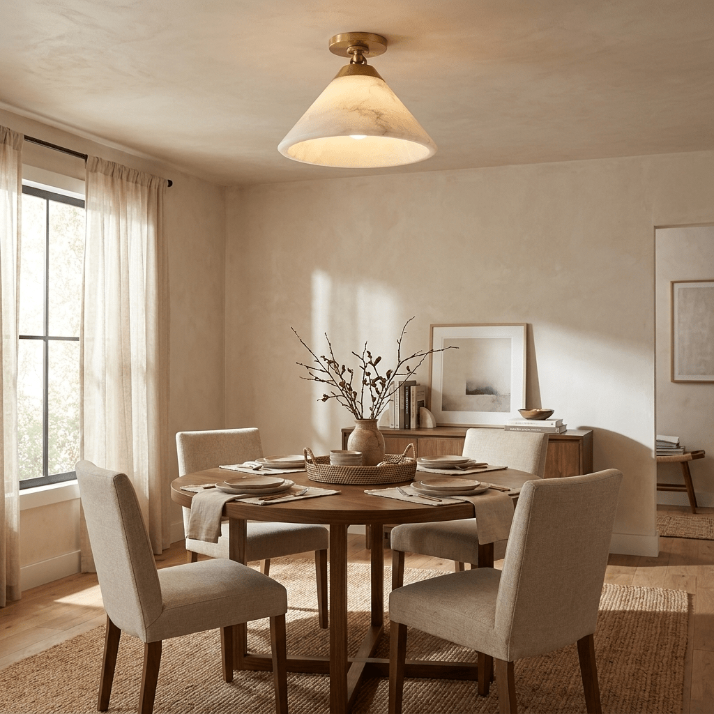 Aveline Alabaster Cone Flush Mount