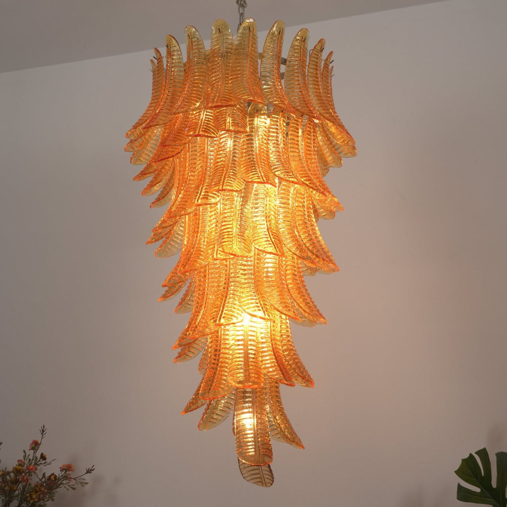 Amber Leaf Cascade Chandelier