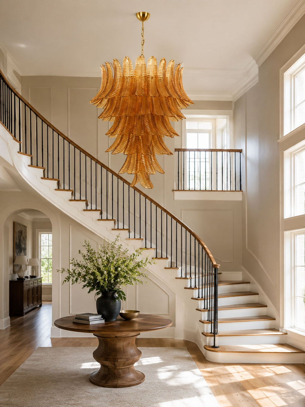 Amber Leaf Cascade Chandelier