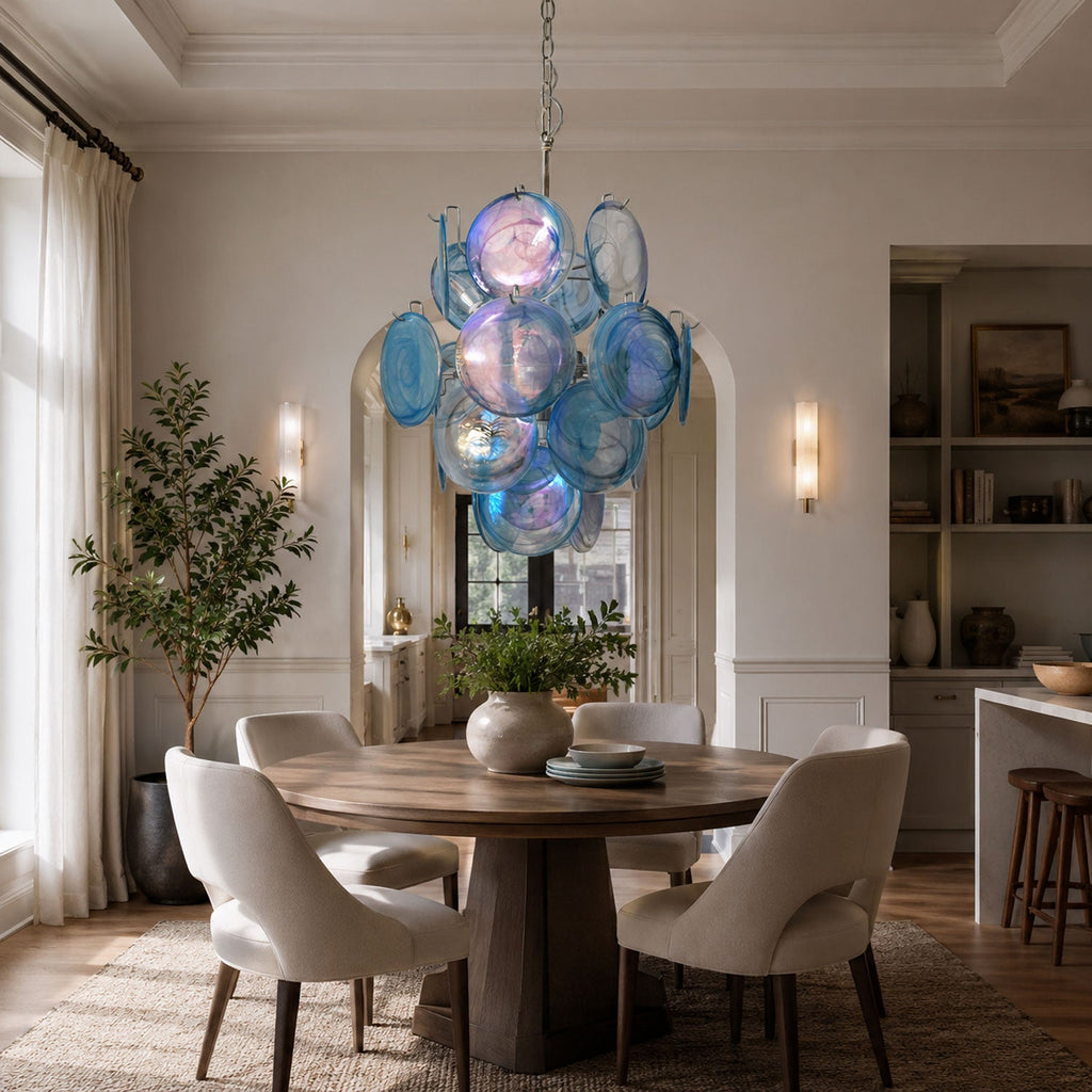 Blue Disc Glass Chandelier