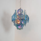 Blue Disc Glass Chandelier