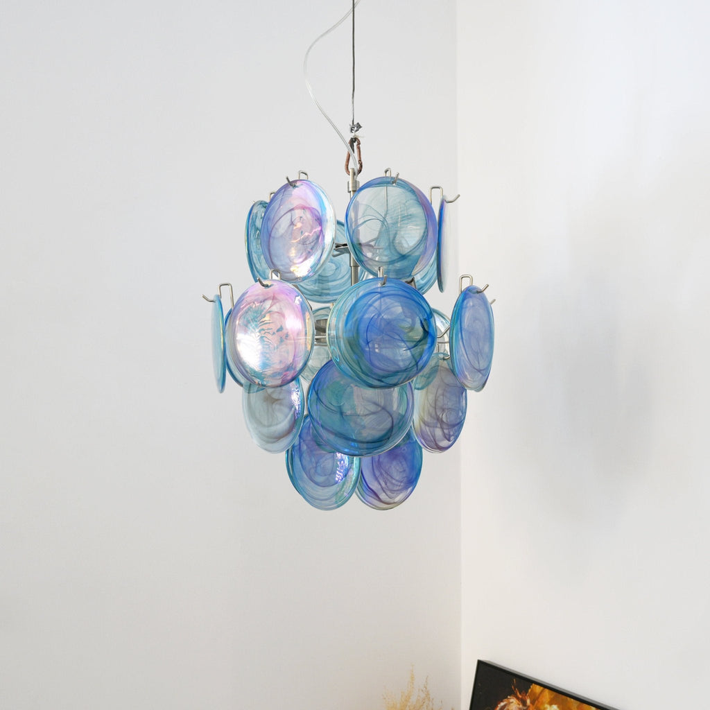 Blue Disc Glass Chandelier