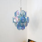 Blue Disc Glass Chandelier