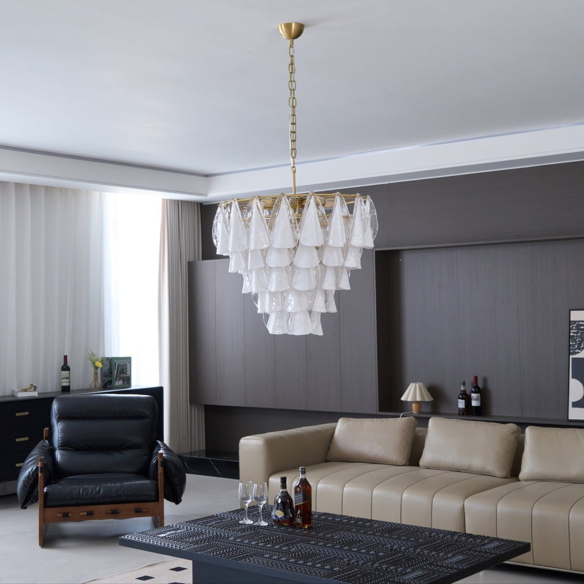 Lunara White Glass Chandelier