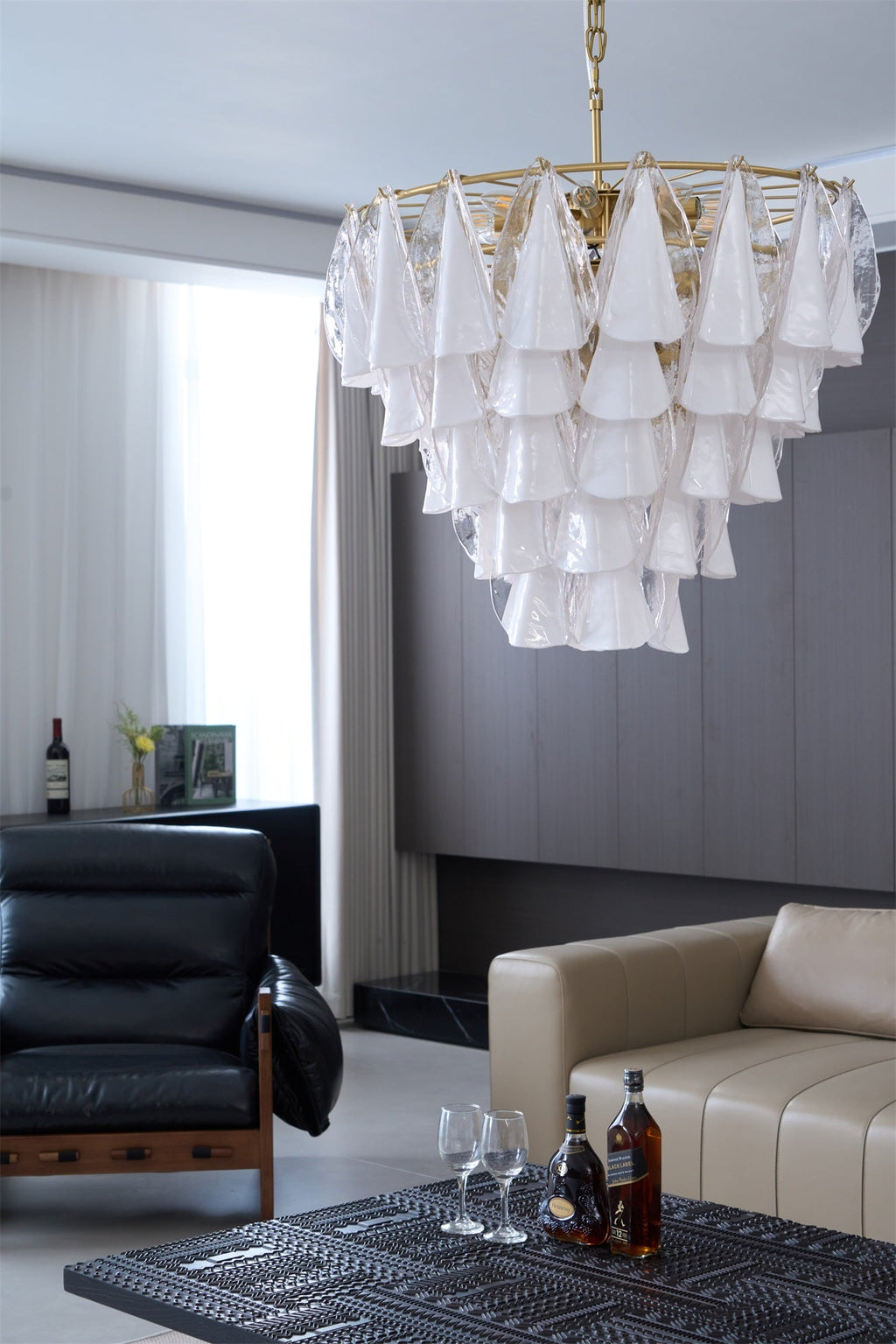 Lunara White Glass Chandelier