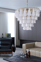 Lunara White Glass Chandelier