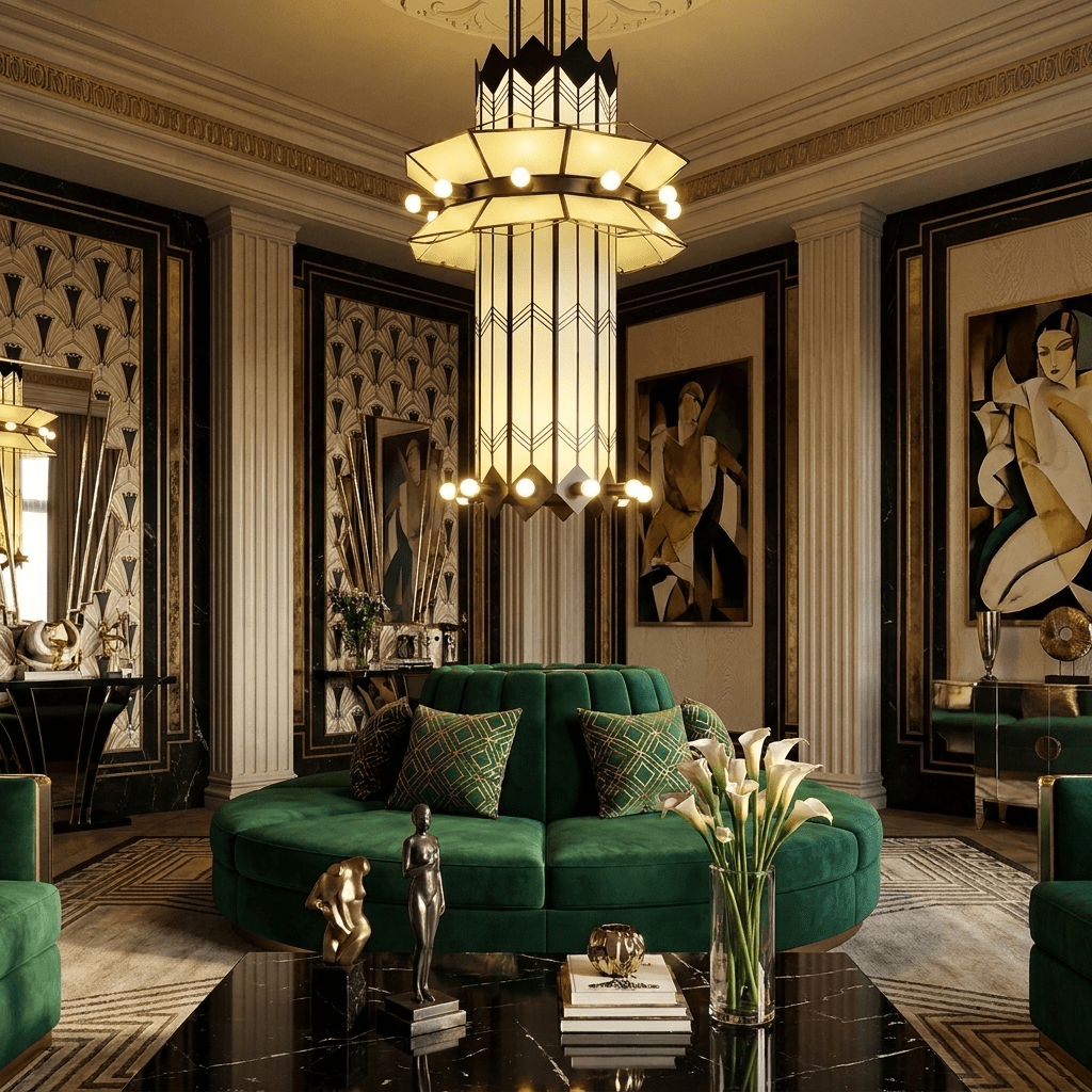 Rayonne Art Deco Pendant Chandelier