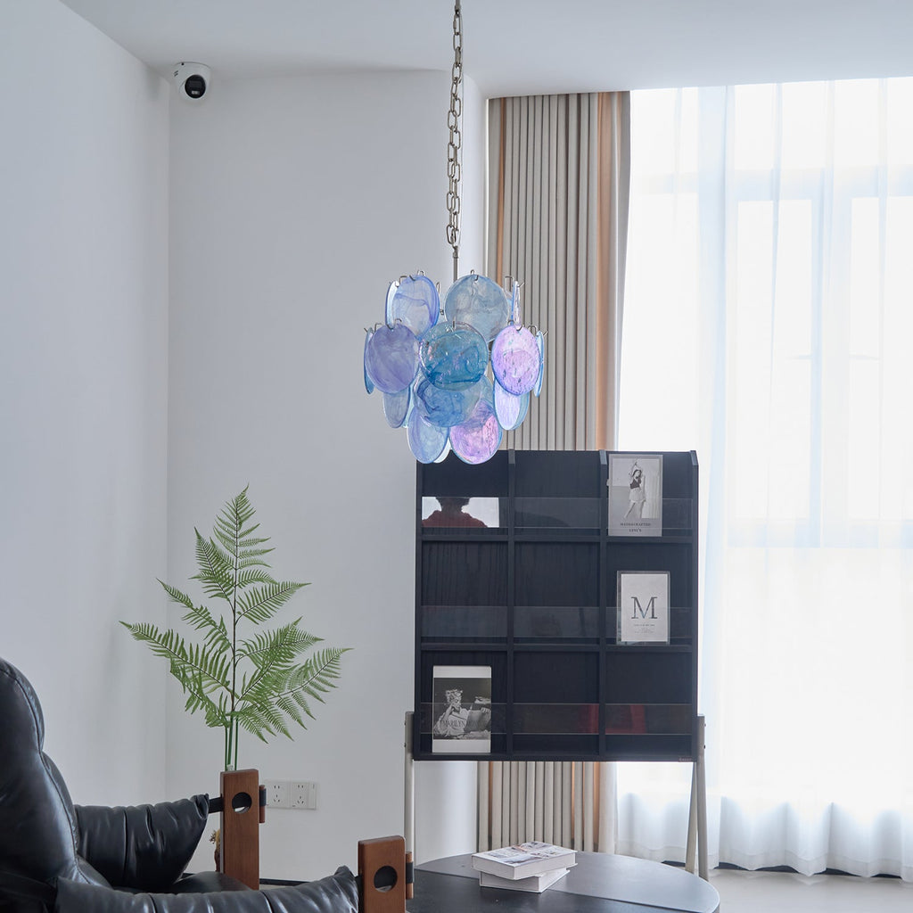Aqua Blue Glass Chandelier
