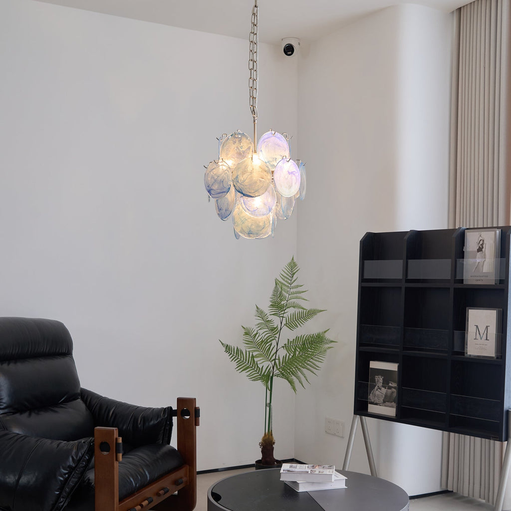 Aqua Blue Glass Chandelier