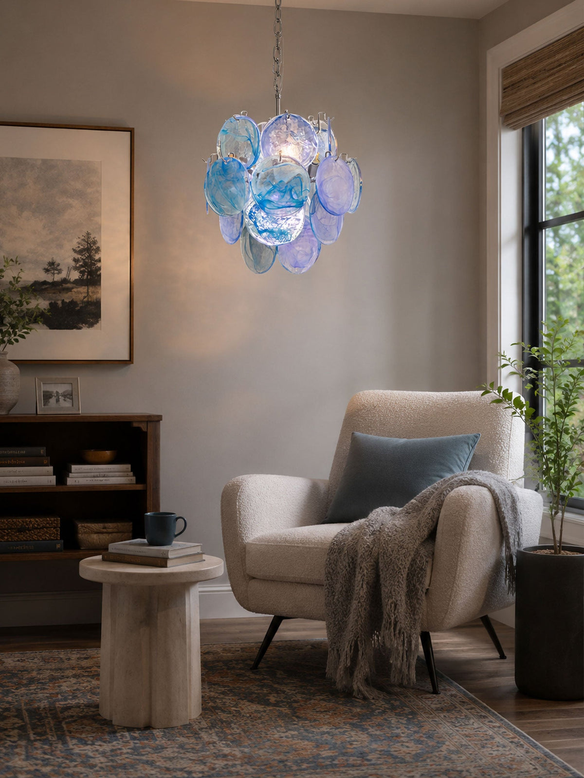 Aqua Blue Glass Chandelier
