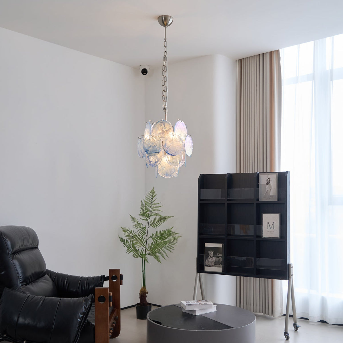 Aqua Blue Glass Chandelier