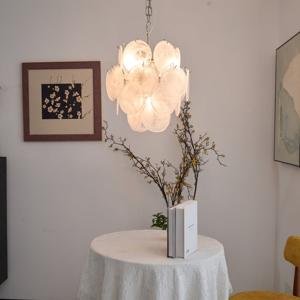Aqua White Glass Chandelier