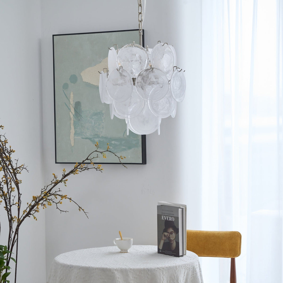 Aqua White Glass Chandelier