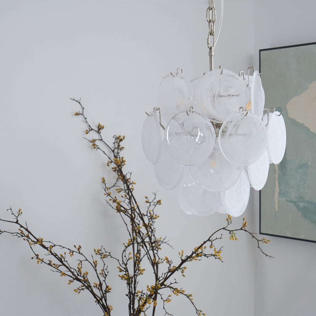 Aqua White Glass Chandelier