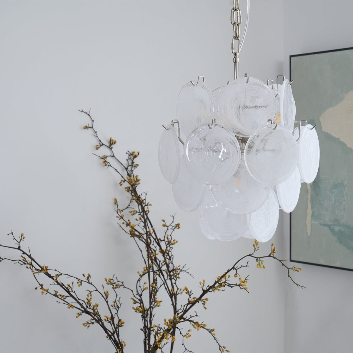 Aqua White Glass Chandelier