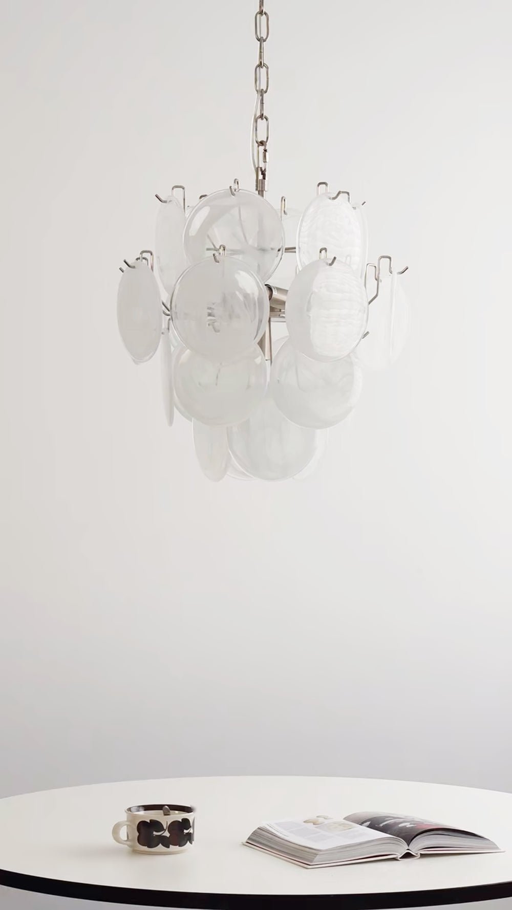 Aqua White Glass Chandelier