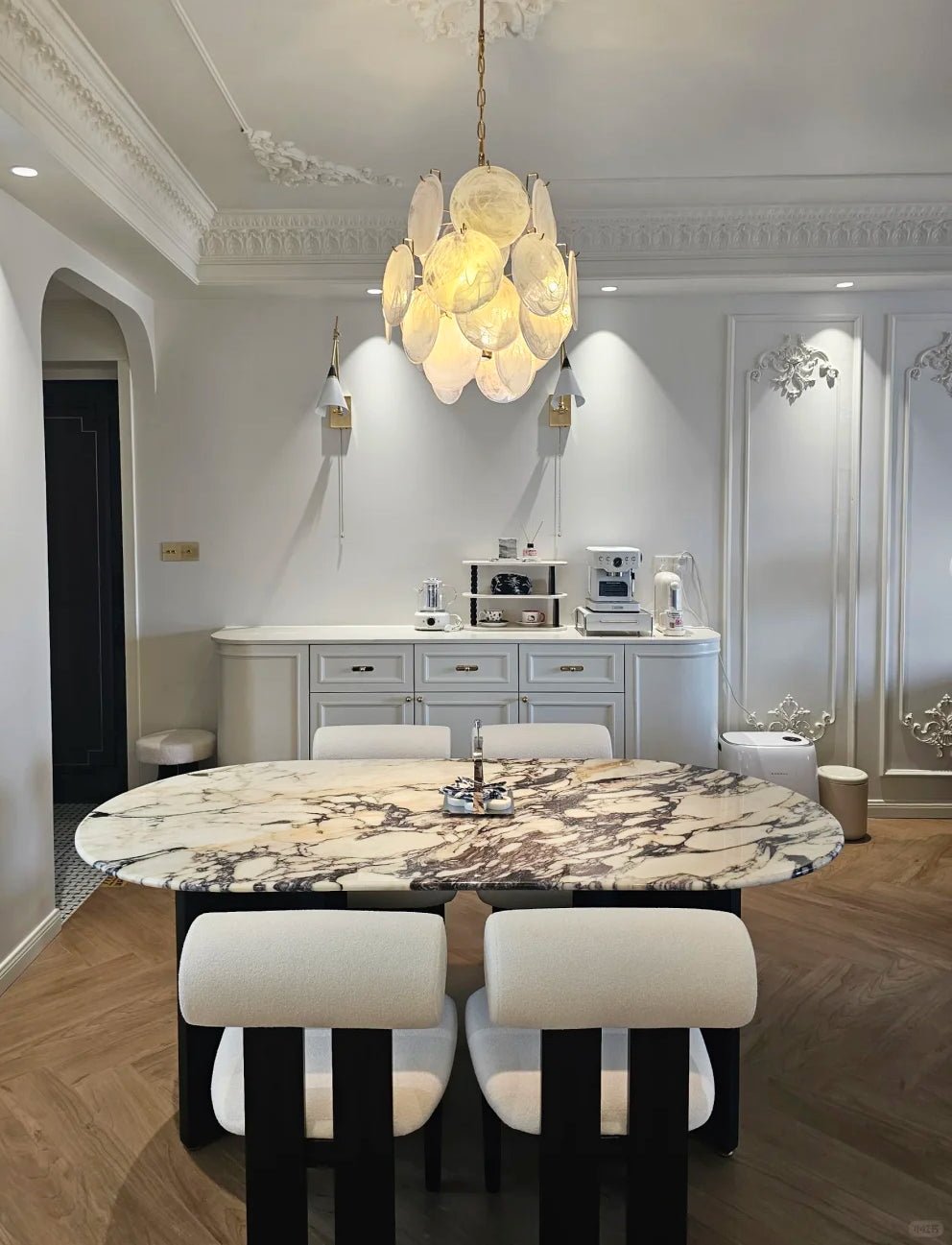 Aqua White Glass Chandelier
