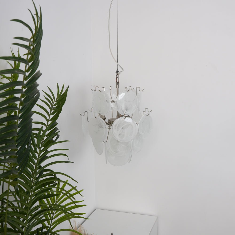Aqua White Glass Chandelier