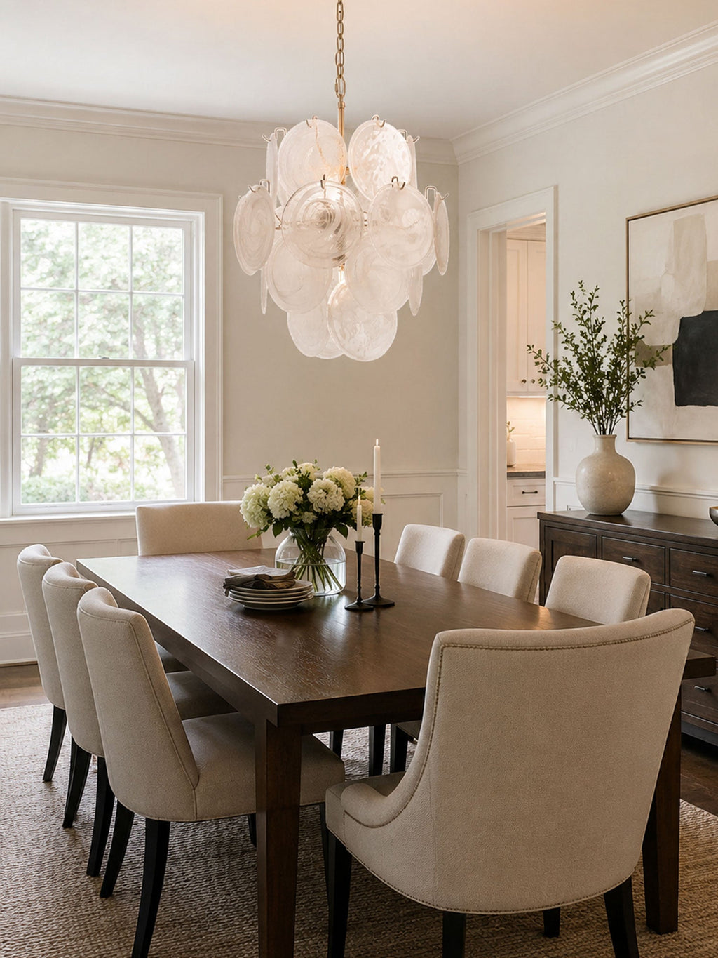 Aqua White Glass Chandelier