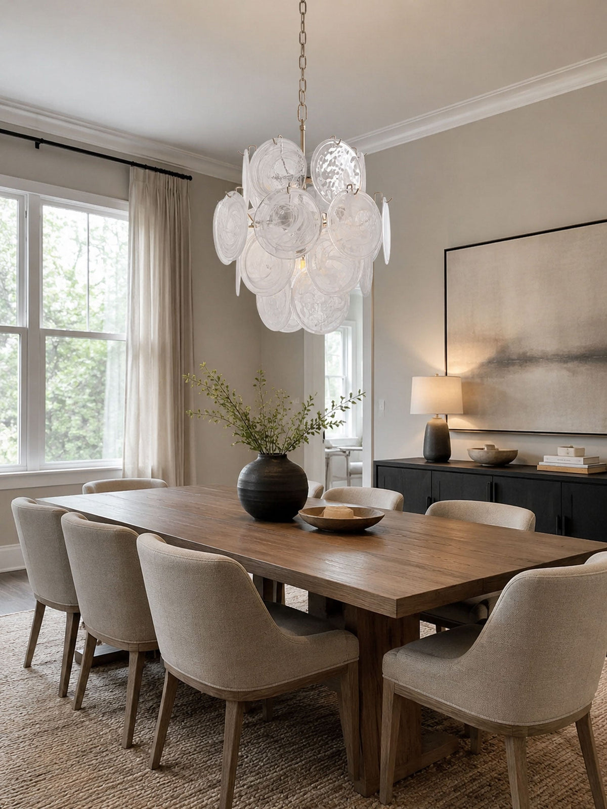 Aqua White Glass Chandelier